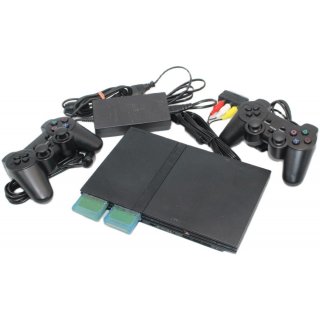 PlayStation 2 PS2 Slim Konsole + 2 x Controller + Netzteil + RGB kabel + 2 x 8 MB Memory Cards JVA Edition