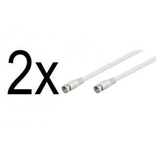 2 x SAT DVB-S SatelitenKabel F Stecker 75 Ohm für Satellit LNB Anschlusskabel Receiver weiß Goobay