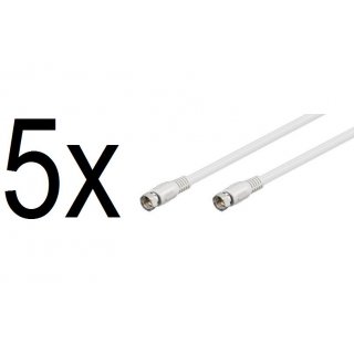 5 x SAT DVB-S SatelitenKabel F Stecker 75 Ohm für Satellit LNB Anschlusskabel Receiver weiß Goobay