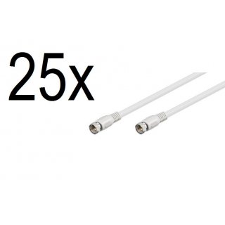 25 x SAT DVB-S SatelitenKabel F Stecker 75 Ohm für Satellit LNB Anschlusskabel Receiver weiß Goobay
