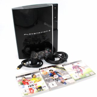 Sony PlayStation 3 80GB [inkl. DualShock Controller] schwarz - gebraucht + 3 Spiele