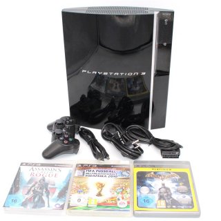 Sony PlayStation 3 80GB [inkl. DualShock Controller] schwarz - gebraucht + 3 Spiele