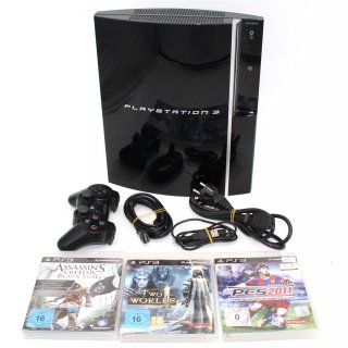 Sony PlayStation 3 PS3 80GB [inkl. DualShock Controller] schwarz - gebraucht + 3 Spiele