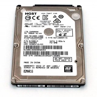HGST Hitachi Travelstar 5K1000 1TB HDD 5400rpm SATA serial ATA 8MB cache 3 Gb/s 6,4cm 2,5Zoll intern HTS541010A9E680