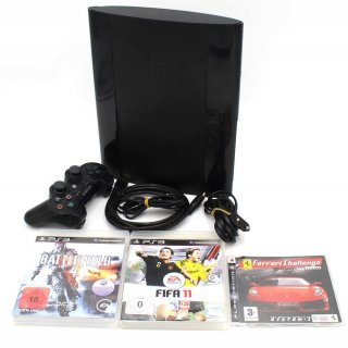 Sony PlayStation 3 super slim 500 GB schwarz CECH-4004A + 3 Spiele USK18