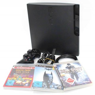 PlayStation 3 Slim Ps3 320 GB [inkl. DualShock Controller] CECH3004b + 3 Spiele USK 18
