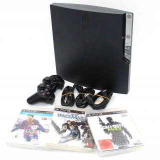 PlayStation 3 Slim Ps3 320 GB [inkl. DualShock Controller] CECH3004b + 3 Spiele USK 18