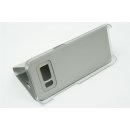 Handyhülle für Samsung Galaxy S6 Clear View Standing Silber Cover Schutzhülle